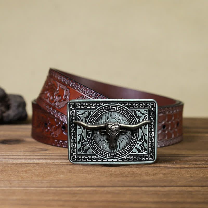 Herren DIY Western Schnalle Ledergürtel