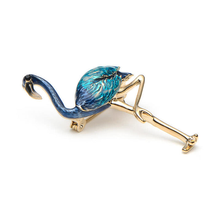 Frauen Exotische Emaille Flamingo Brosche