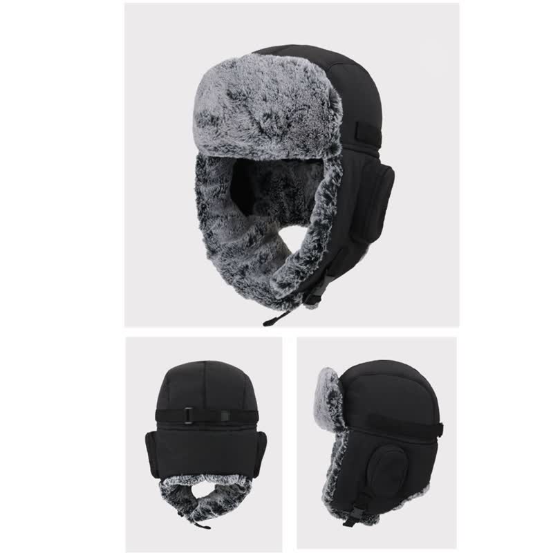 Unisex Outdoor Aviator Cap Kunstfell Trapper Hut Set