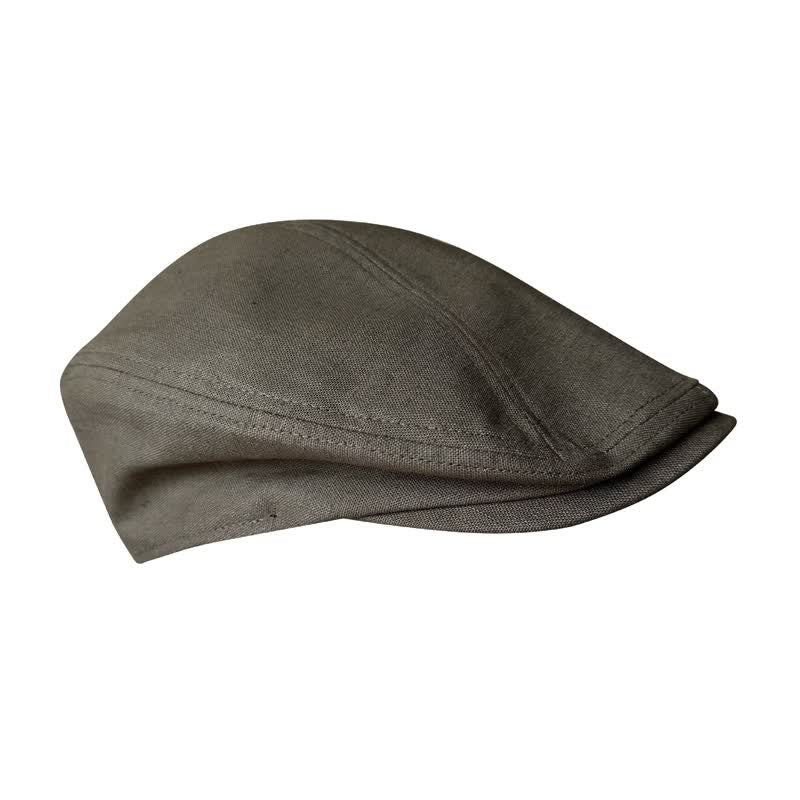 Leinen Army green Atmungsaktives Barett Flachkappe