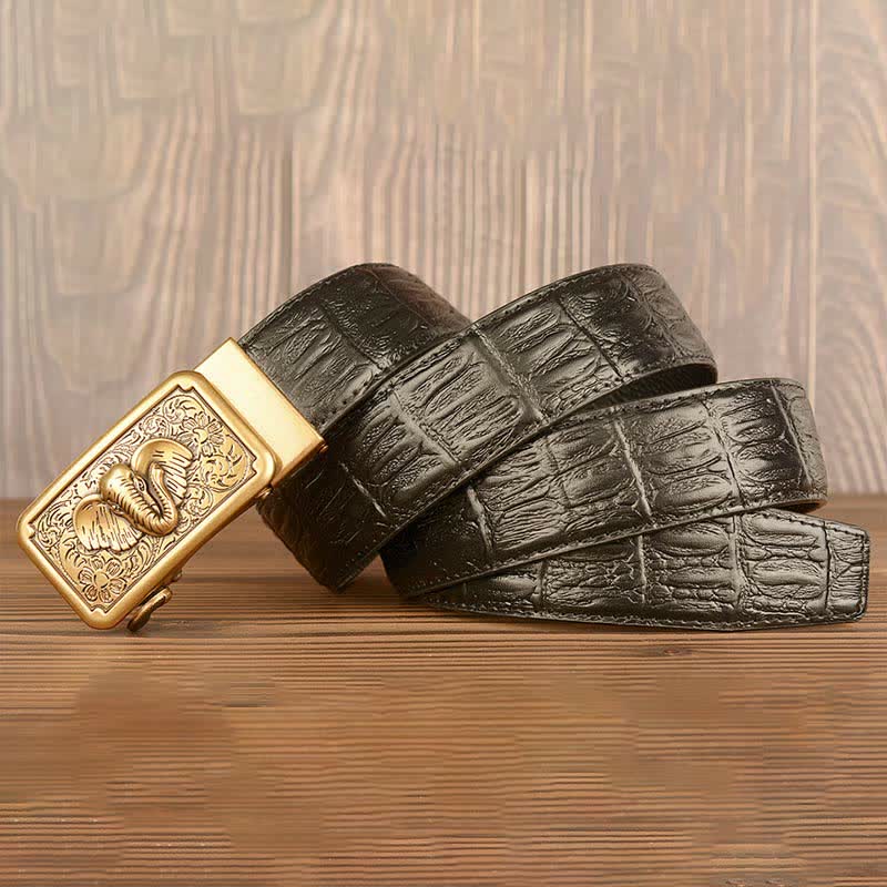 Herren Punk Elefant Alligator Muster Ledergürtel