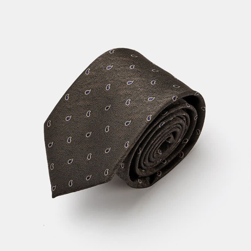 Herren Luxus Mikro Paisley Krawatte - Braun - image 6