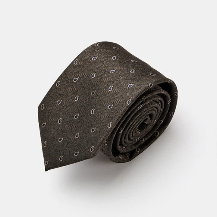 Herren Luxus Mikro Paisley Krawatte - Braun - image 6