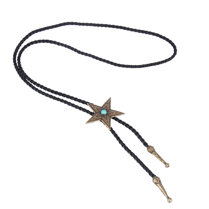 Vintage Naturstein Stern Anhänger Halskette Bolo Tie