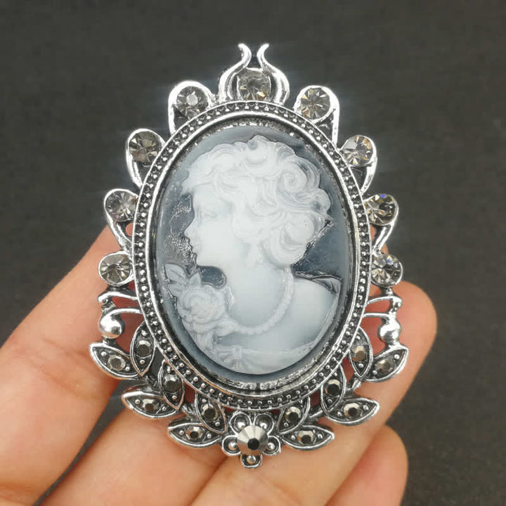 Viktorianische Cameo-Silhouette-Blatt-Brosche für Frauen