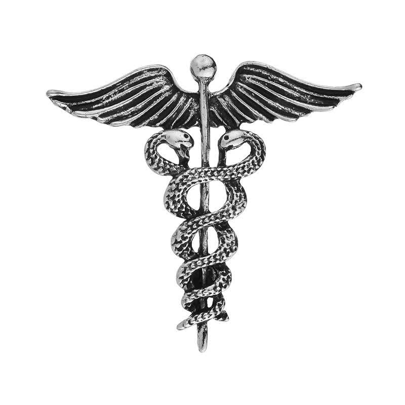 Männer Caduceus Doppel-Schlangen Brosche