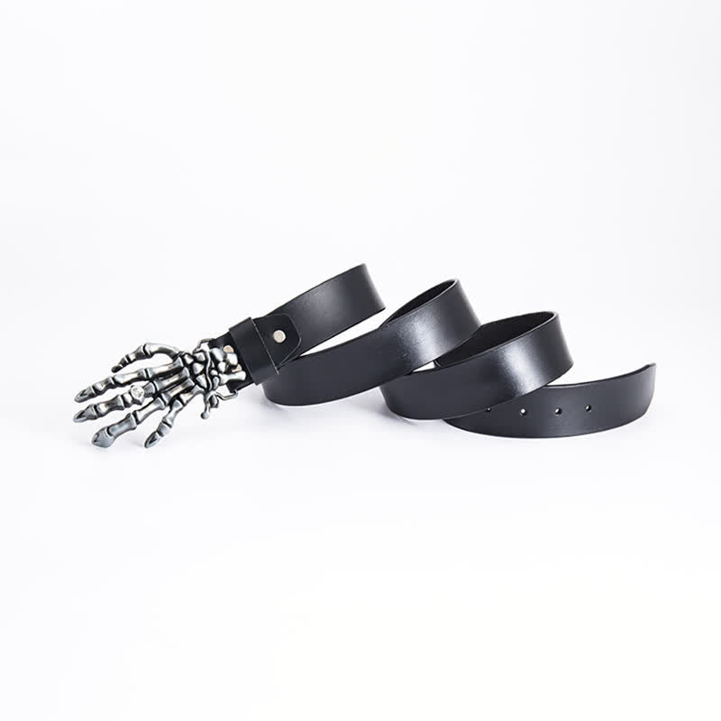 Herren Rock Punk Skelett Hand Ledergürtel
