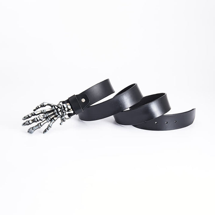 Herren Rock Punk Skelett Hand Ledergürtel