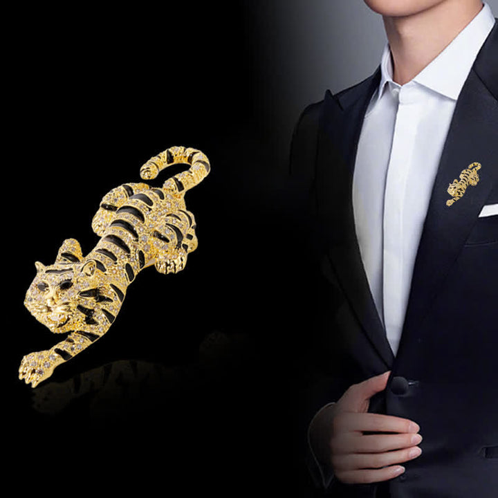Sinnliche Kletternde Tiger-Brosche für Männer