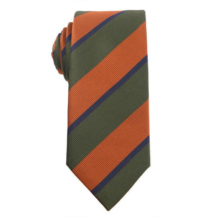 Herren Waldgrün Orange Serie Krawatte - Gestreift - image 8