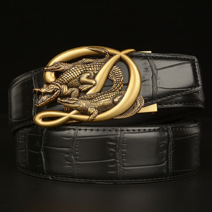 Herren Krokodilschnalle Alligator-Muster Ledergürtel
