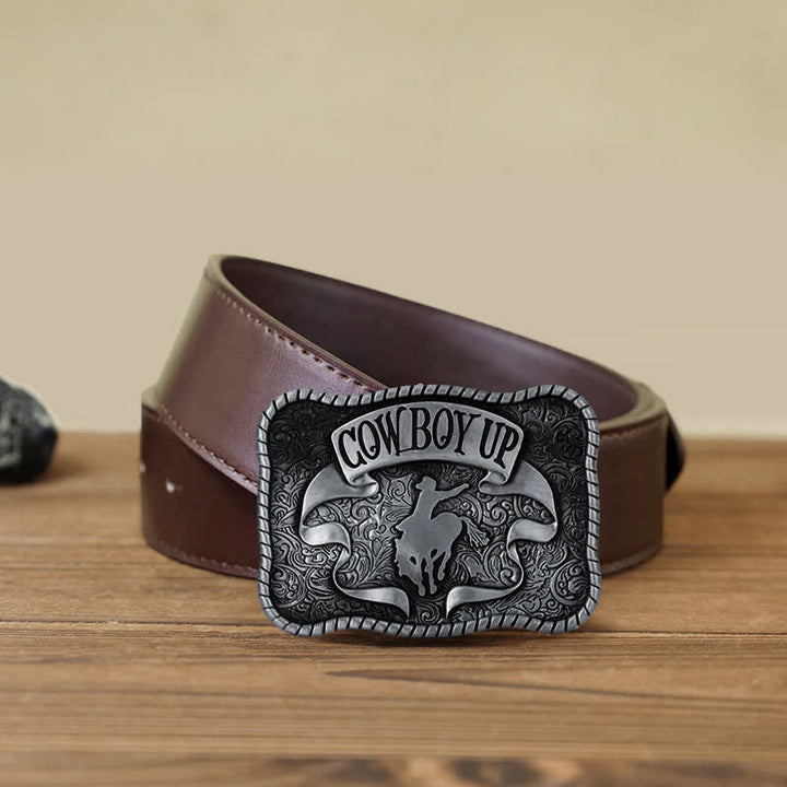 Männer DIY Cowboy Up Rodeo Horse Schnallengürtel aus Leder