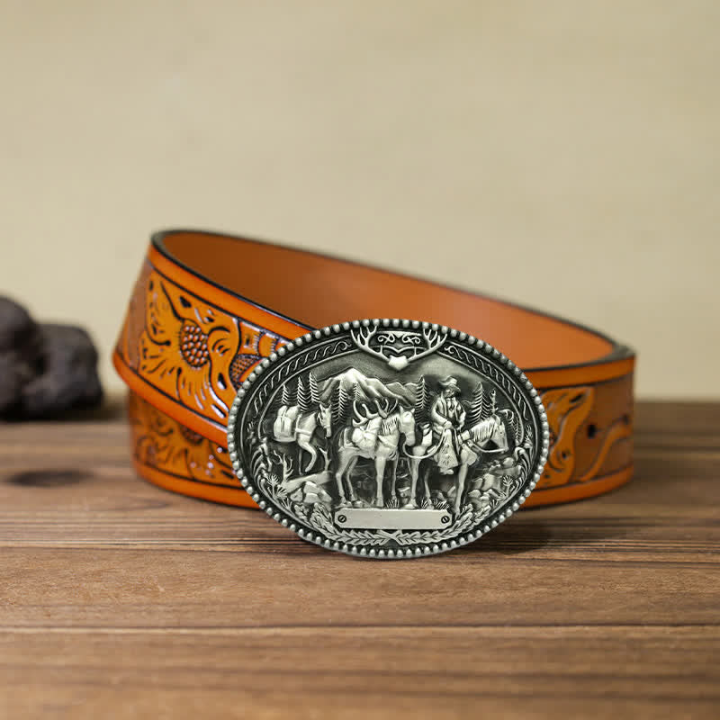 Herren DIY Cowboy Ritter Führt Pferd Schnalle Ledergürtel