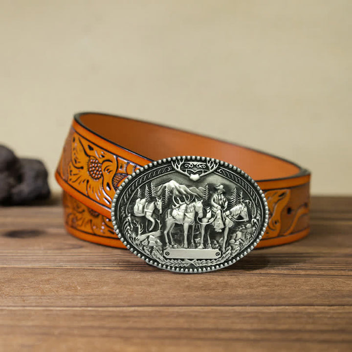 Herren DIY Cowboy Ritter Führt Pferd Schnalle Ledergürtel