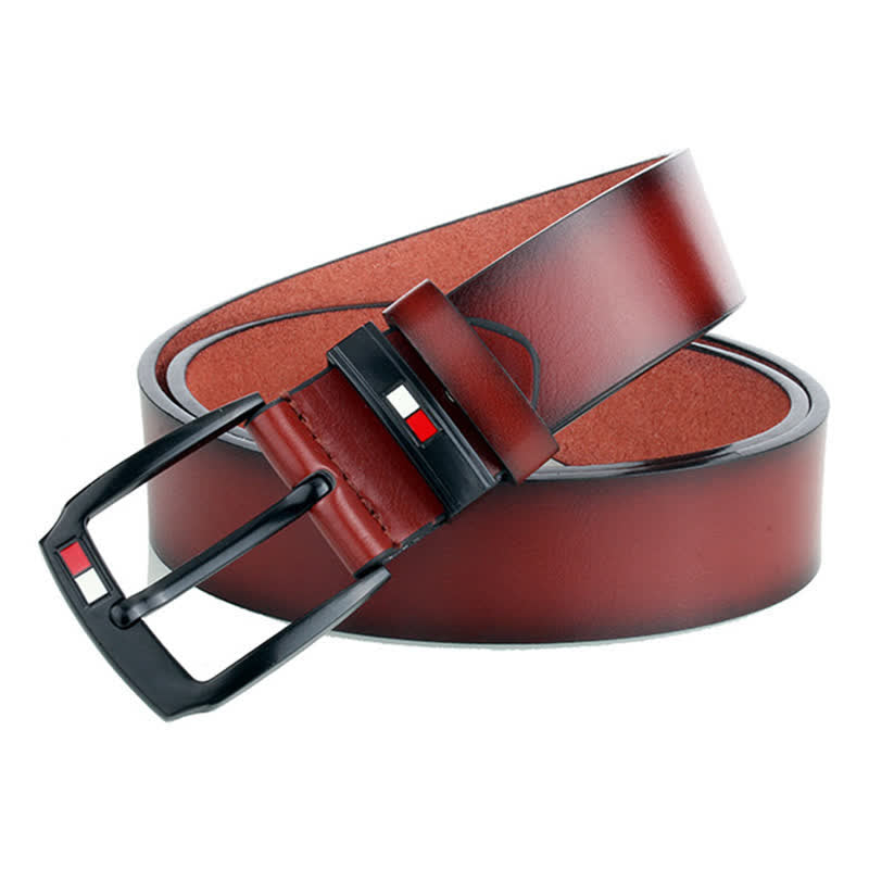 Schwarzer Retro-Ledergürtel mit Schnalle für Herren
