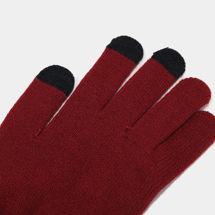 3er-Set Unisex Verdicktes Twill-Strickmütze-Schal-Handschuhe