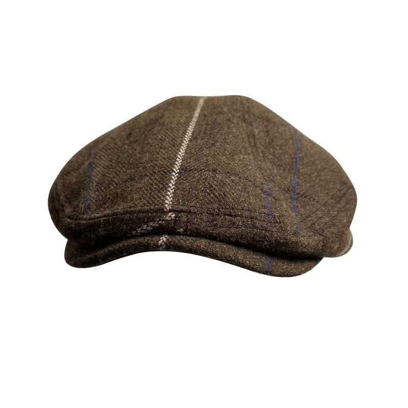 Vintage Kaffee Blau Weiß Streifen Barett Kappe