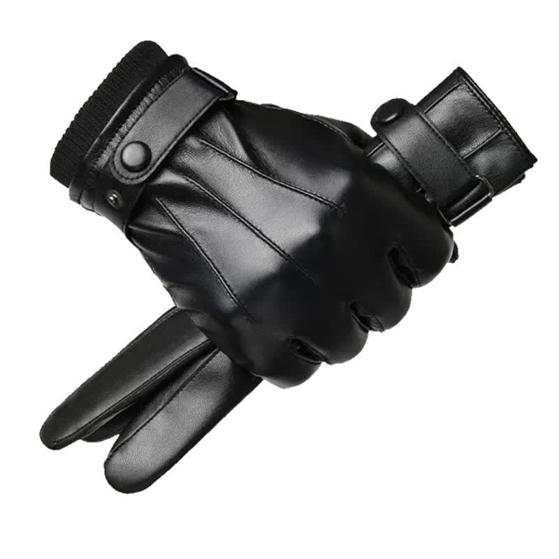 Wasserdichte PU-Lederhandschuhe für Herren mit Touchscreen-Funktion