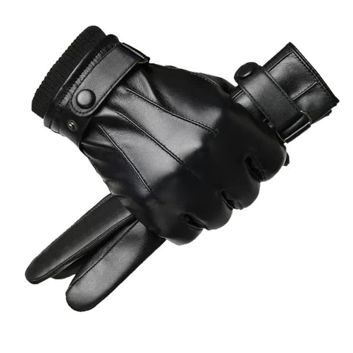 Wasserdichte PU-Lederhandschuhe für Herren mit Touchscreen-Funktion