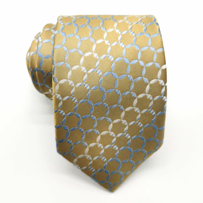 Herren Krawatte aus reiner Seide mit gestreiftem Hexagon-Muster
