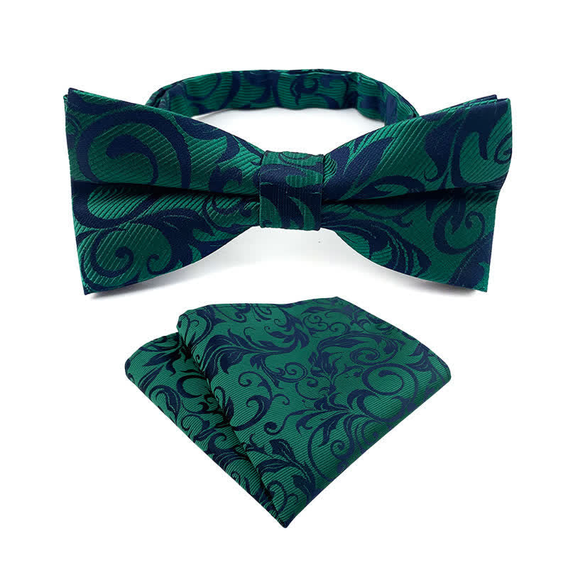 2-tlg. Set aus Fliege und Einstecktuch mit blumigem Paisley-Muster für Herren