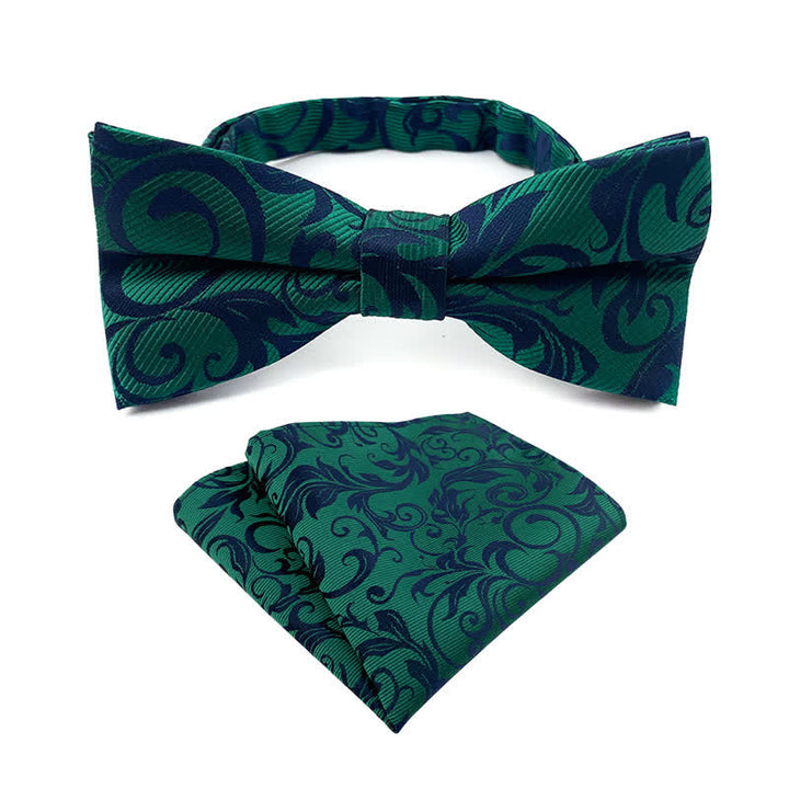 2-tlg. Set aus Fliege und Einstecktuch mit blumigem Paisley-Muster für Herren