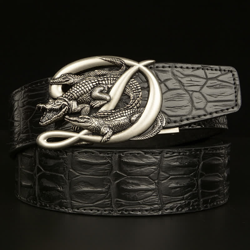Herren Krokodilschnalle Alligator-Muster Ledergürtel