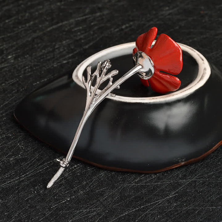 Elegante Rote Mohnblumenbrosche für Frauen