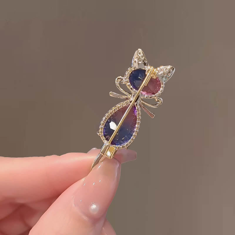 Niedliche Kitty Strass Brosche für Frauen