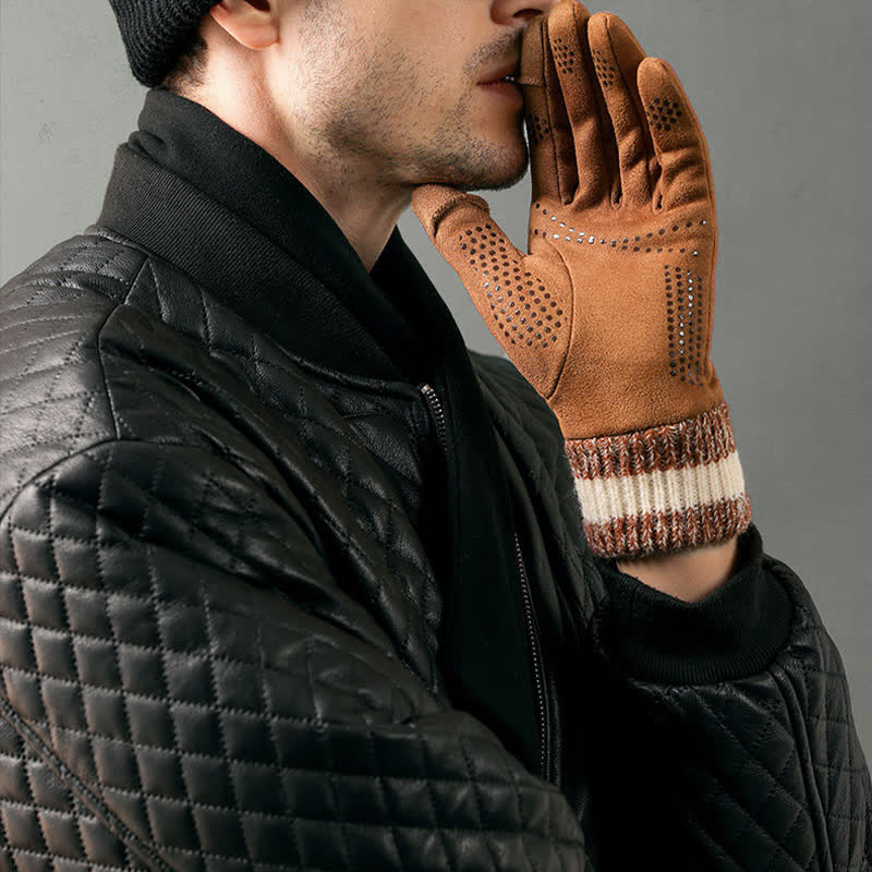 Unisex-Wildleder-Fleece-rutschfeste-Finger-Flip-Handschuhe