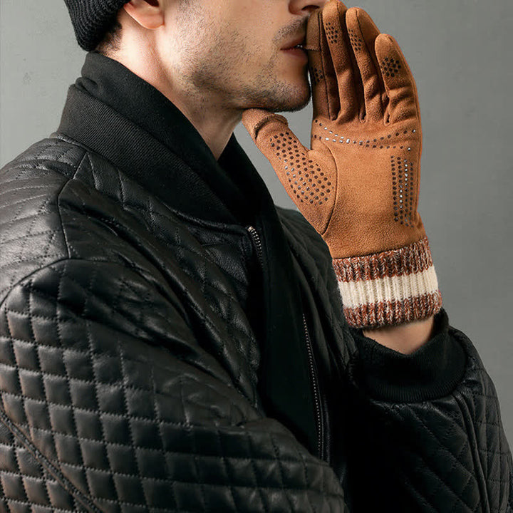 Unisex-Wildleder-Fleece-rutschfeste-Finger-Flip-Handschuhe