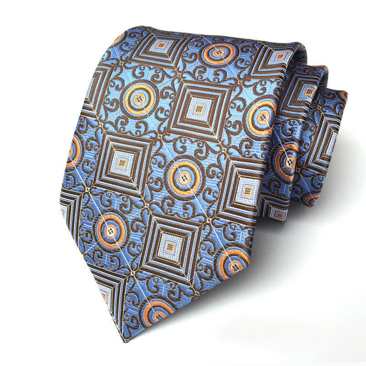 Königliche geometrische Medaillon-Blumen-Krawatte für Männer - Kornblumenblau - image 4