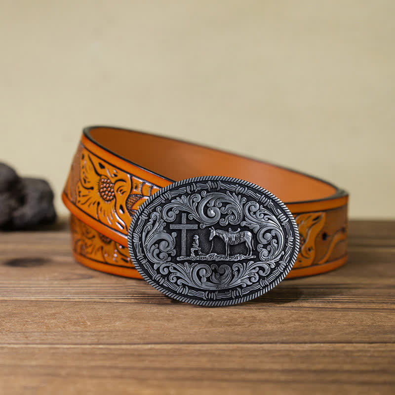 DIY Gebets Cowboy oval Schnallengürtel für Herren