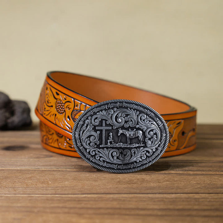 DIY Gebets Cowboy oval Schnallengürtel für Herren
