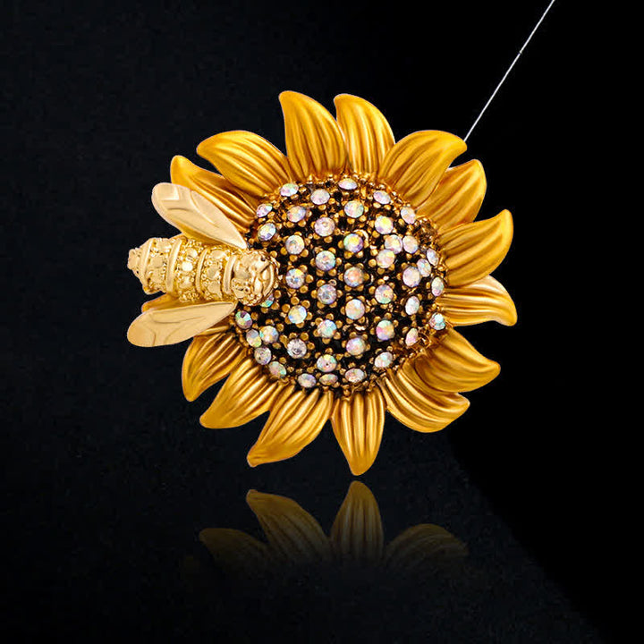 Lebendige Sonnenblume Niedliche Biene Brosche für Frauen