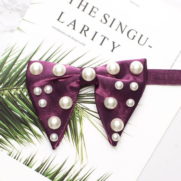 Pearls Bright Oversized Pointed Bow Tie - Lila - image 14