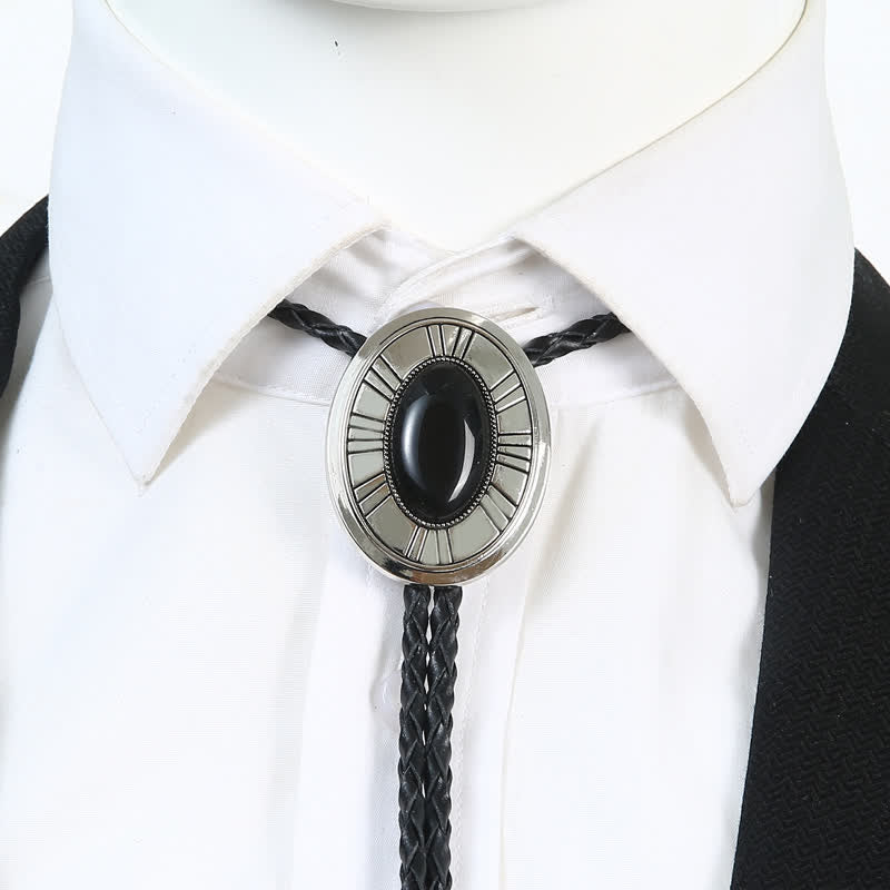Ovaler Bolotie mit Achatstein-Medaillon