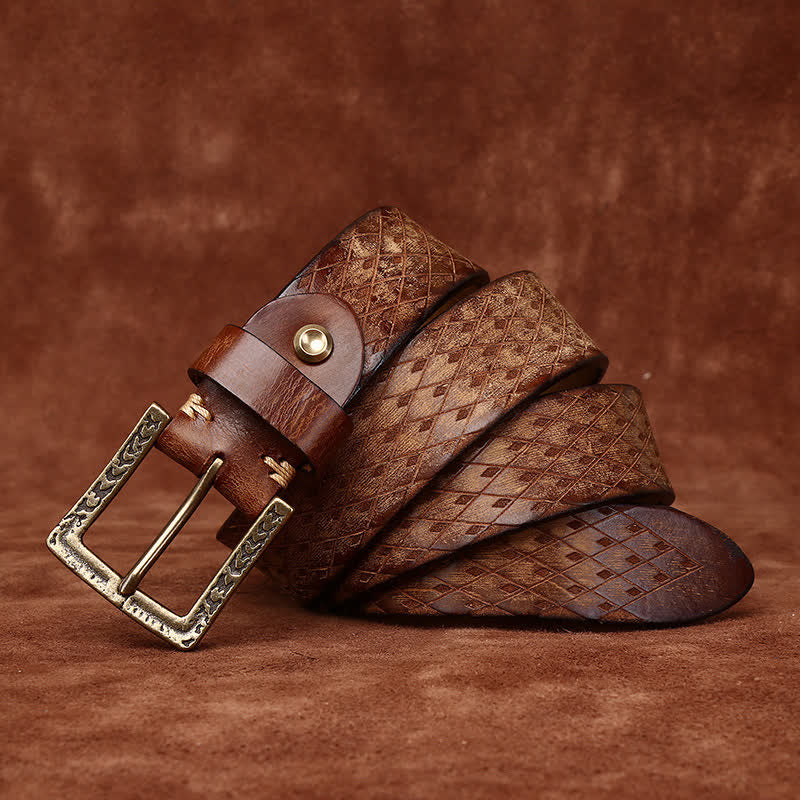 Entworfenes Vintage-Lederband mit geprägtem Diamantmuster