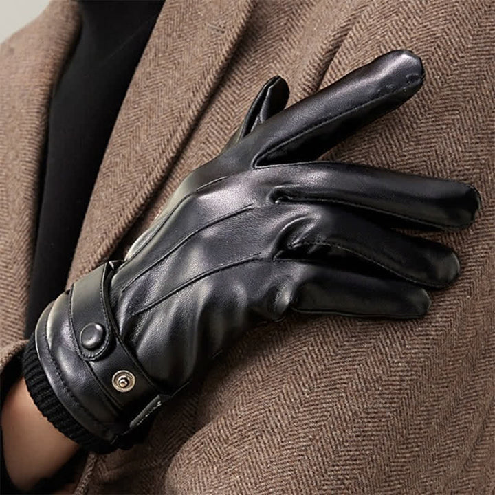 Wasserdichte PU-Lederhandschuhe für Herren mit Touchscreen-Funktion