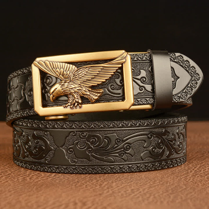 Herren Vintage Gürtel mit Adler Schnalle aus Leder