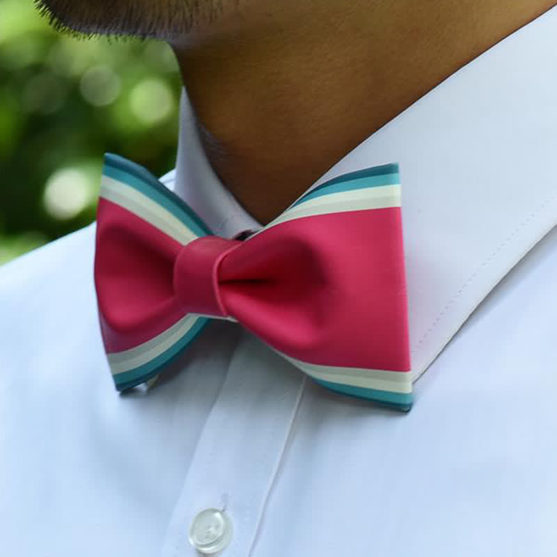 Herren Fliege mit pinken und grünen Streifen