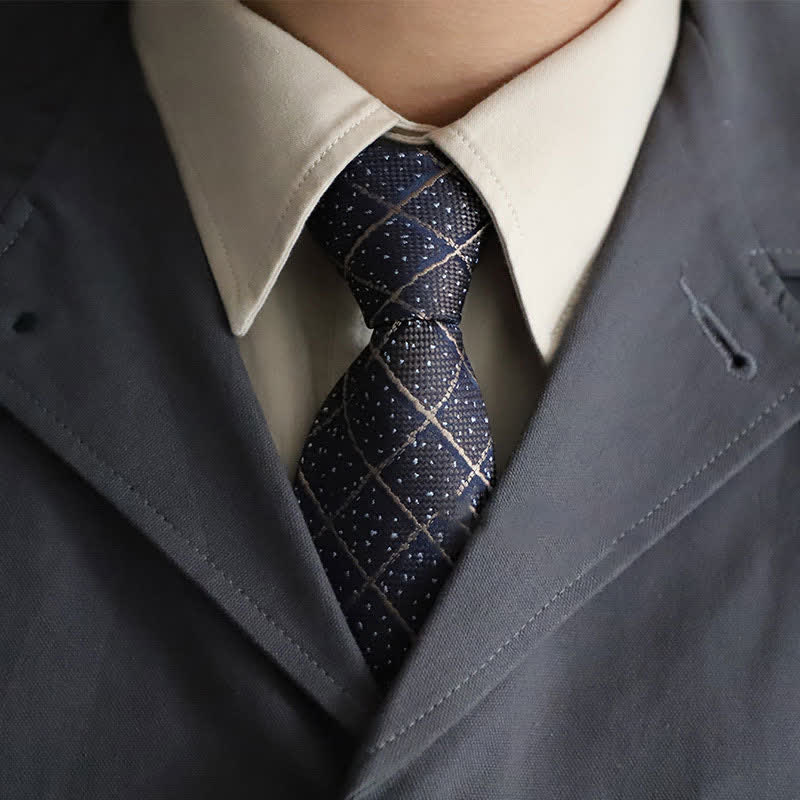 Elegante Herren-Reißverschlusskrawatte mit Paisley- und Streifenmuster - Marine Karo - image 7