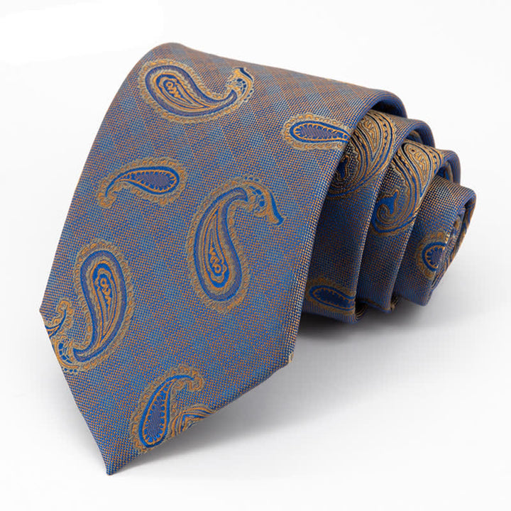 Herren Kaleidoskop Blau & Gold Paisley-Krawatte