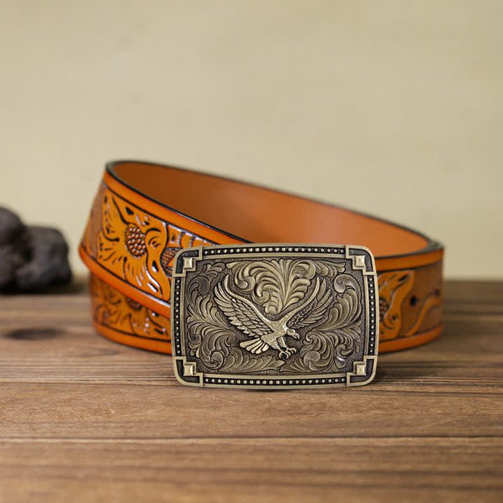 Herren DIY Soaring Eagle In Dreamy Sky Schnallen-Ledergürtel