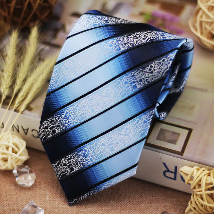 Schattierung von Blau Gradient Paisley gestreifte Krawatte für Herren
