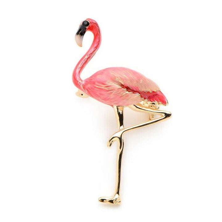 Frauen Exotische Emaille Flamingo Brosche