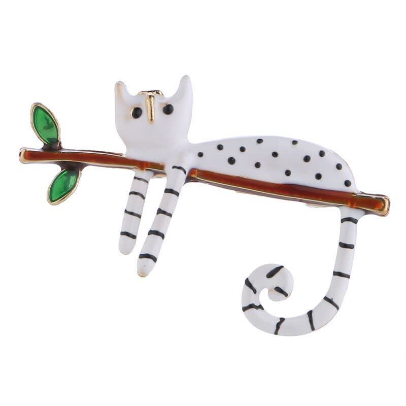 Frauen Gemütliches Kätzchen Polka Dot Katzenbrosche
