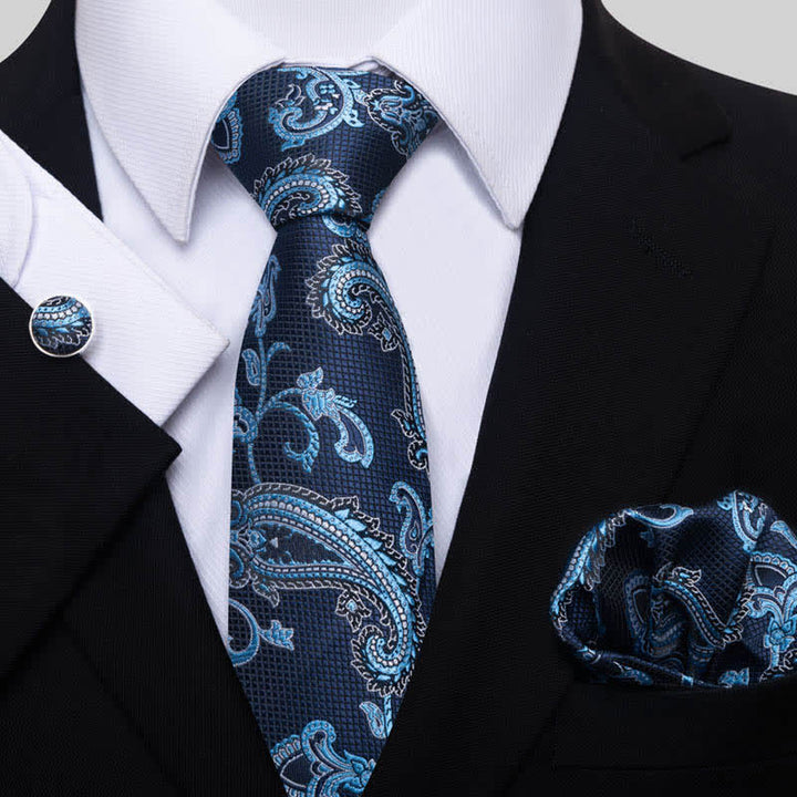3er-Set Männer-Krawatten im Blauton mit Paisleymuster 
