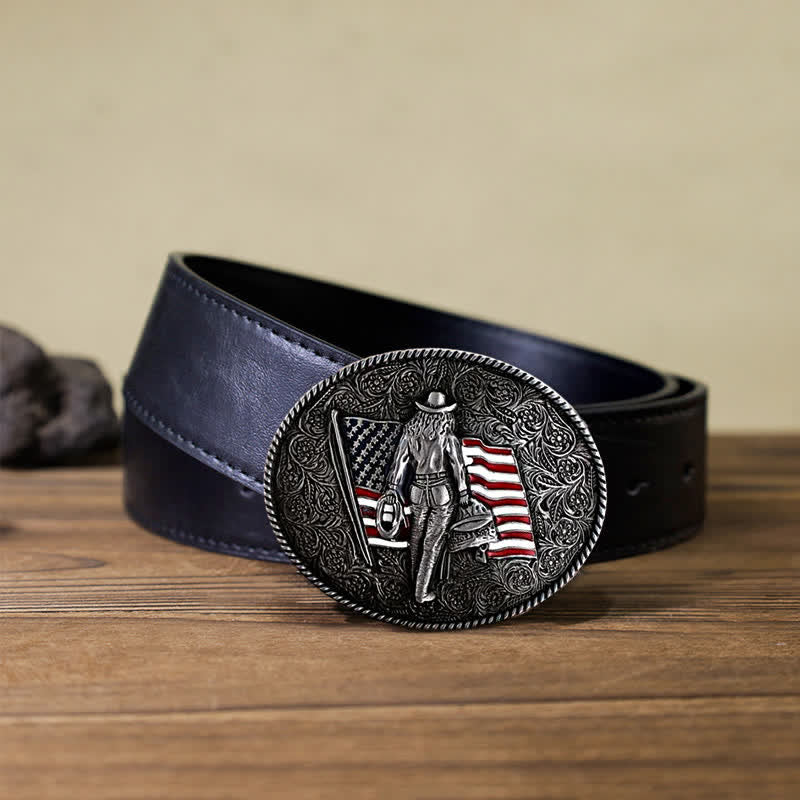 DIY Cowboy Ledergürtel mit amerikanischer Flaggen Schnalle für Männer