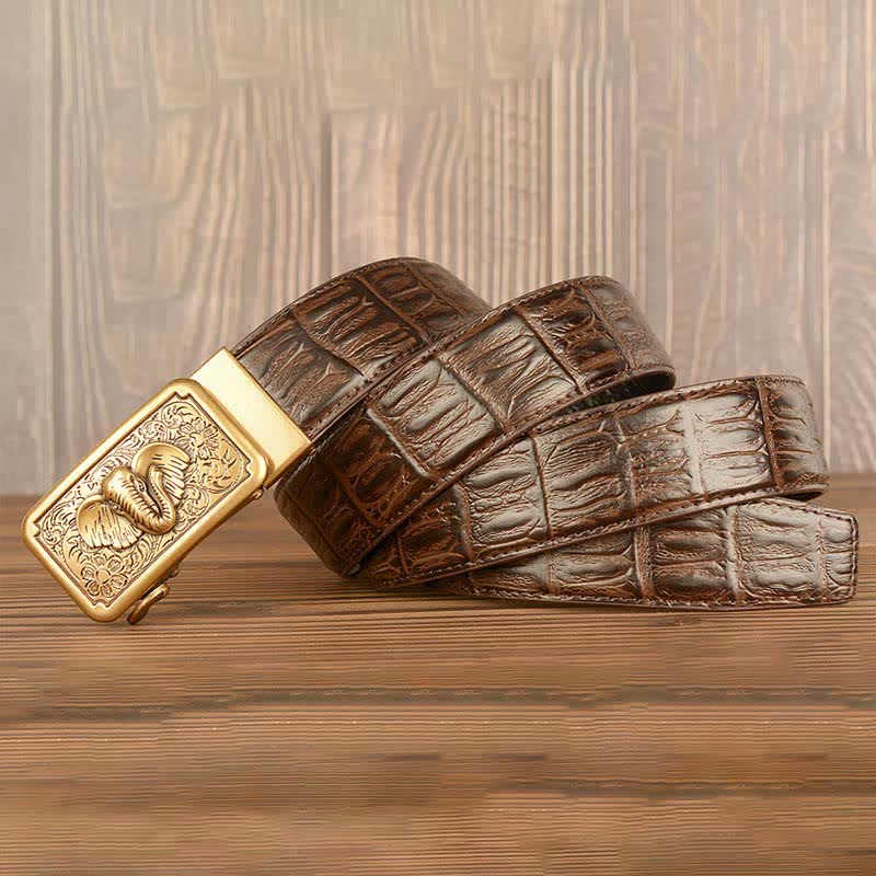 Herren Punk Elefant Alligator Muster Ledergürtel